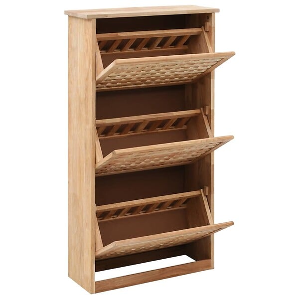 VIDAXL - vidaXL Armoire à  chaussures 55x20x104 cm Bois de noyer massif - large