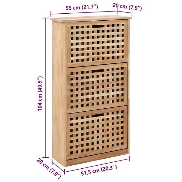 VIDAXL - vidaXL Armoire à  chaussures 55x20x104 cm Bois de noyer massif - large
