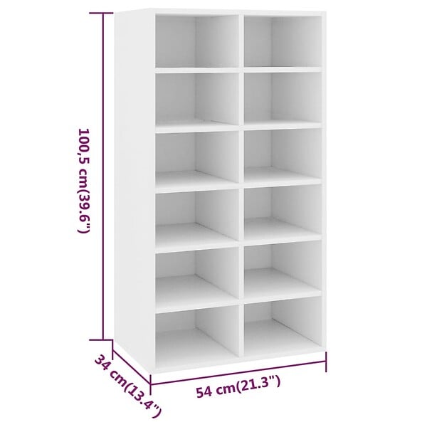 VIDAXL - vidaXL étagère à  chaussures Blanc 54x34x100,5 cm Bois d'ingénierie - large