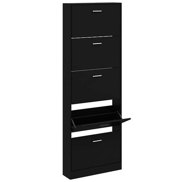 VIDAXL - vidaXL Armoire à  chaussures Noir 59x17x169 cm Bois d'ingénierie - large