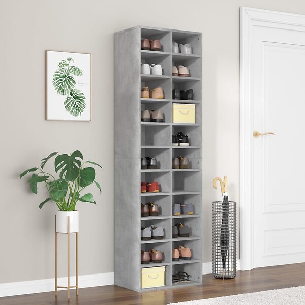 VIDAXL - vidaXL Armoire à  chaussures gris béton 54x34x183 cm bois d'ingénierie - large