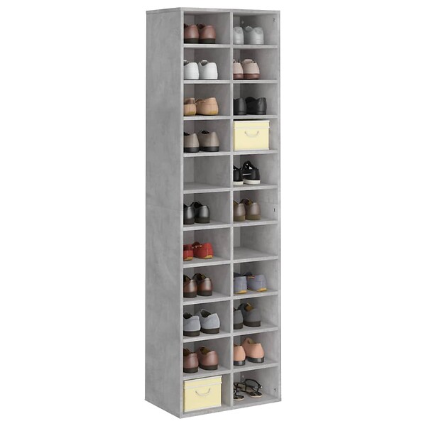 VIDAXL - vidaXL Armoire à  chaussures gris béton 54x34x183 cm bois d'ingénierie - large