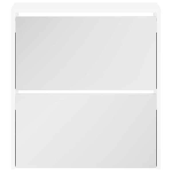 VIDAXL - vidaXL Meuble à  chaussures 2 étages avec miroir 63x17x67 cm Blanc - large