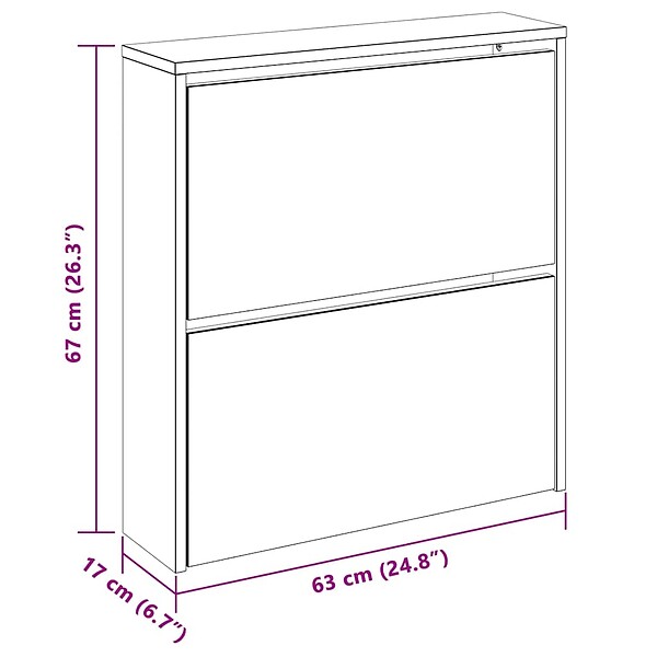VIDAXL - vidaXL Meuble à  chaussures 2 étages avec miroir 63x17x67 cm Blanc - large