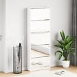 VIDAXL - vidaXL Meuble à  chaussures 5 étagères et miroir 63x17x169,5 cm Blanc - vignette