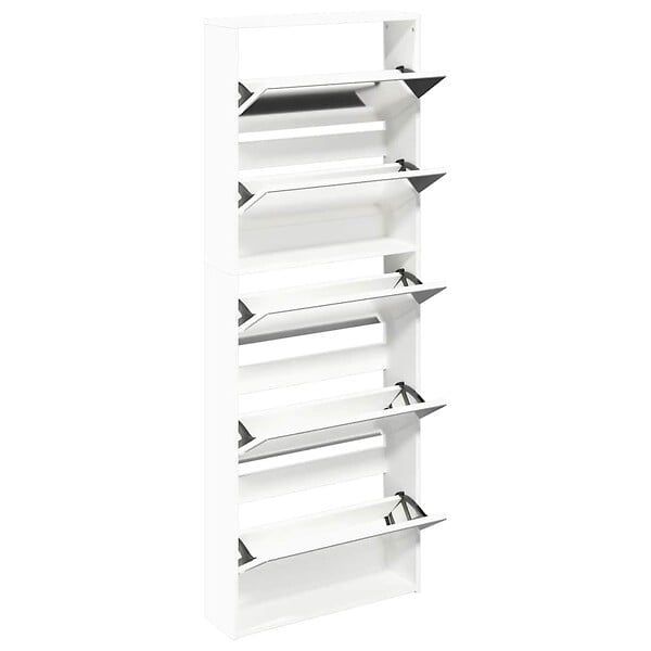 VIDAXL - vidaXL Meuble à  chaussures 5 étagères et miroir 63x17x169,5 cm Blanc - large