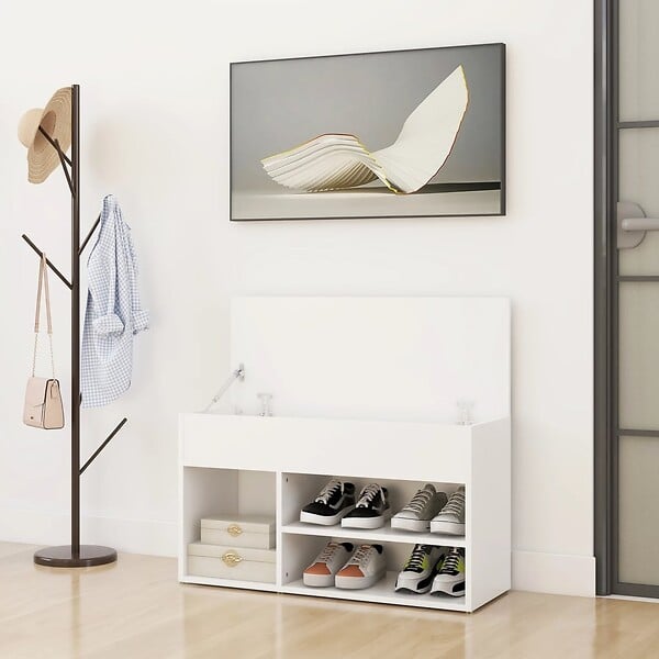 VIDAXL - vidaXL Banc à  chaussures Blanc 80x30x45 cm Bois d'ingénierie - large
