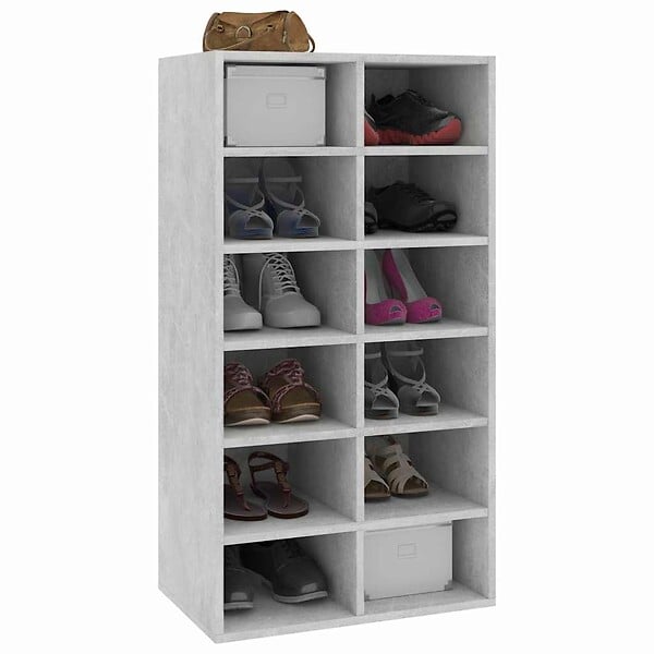 VIDAXL - vidaXL étagère à  chaussures Gris béton 54x34x100,5 cm Bois ingénierie - large