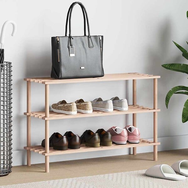 VIDAXL - vidaXL Range-chaussures à  3 étagères Bois de sapin solide - large