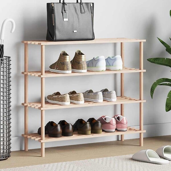 VIDAXL - vidaXL Range-chaussures à  4 étagères Bois de sapin solide - large