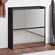 VIDAXL - vidaXL Armoire à  chaussures avec miroir à  2 niveaux Noir 63x17x67 cm - vignette
