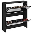 VIDAXL - vidaXL Armoire à  chaussures avec miroir à  2 niveaux Noir 63x17x67 cm - vignette