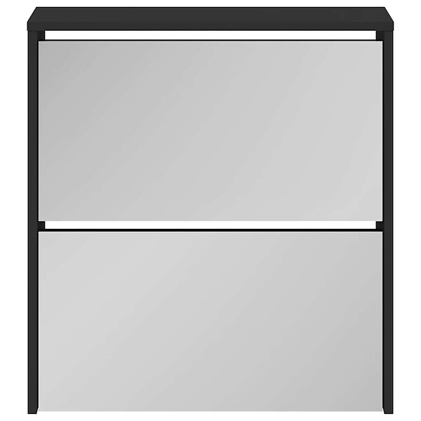 VIDAXL - vidaXL Armoire à  chaussures avec miroir à  2 niveaux Noir 63x17x67 cm - large