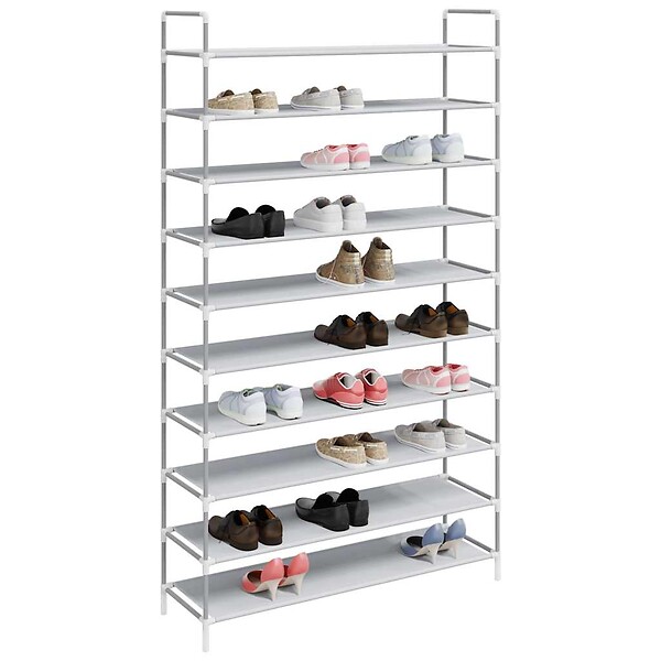VIDAXL - vidaXL Range-chaussures 10 étagères Métal et Tissu non tissé Argenté - large