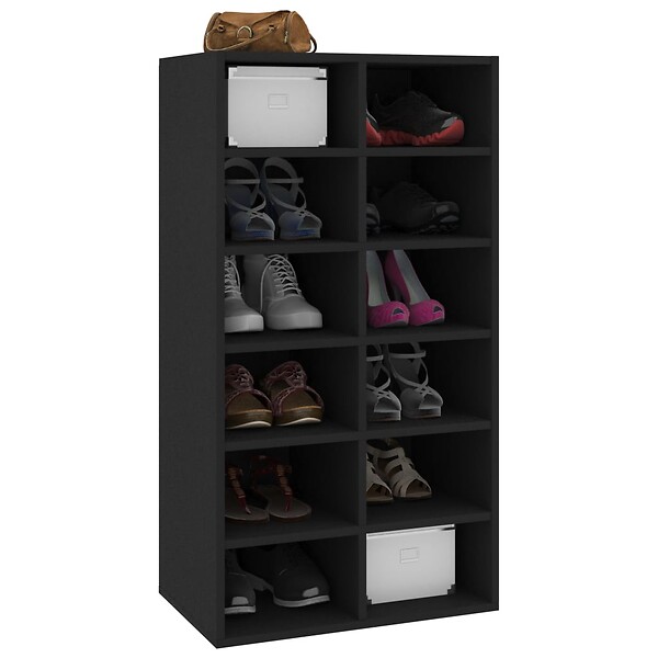 VIDAXL - vidaXL étagère à  chaussures Noir 54x34x100,5 cm Bois d'ingénierie - large