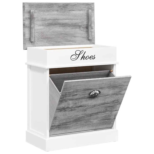 VIDAXL - vidaXL Armoire à  chaussures Gris 50 x 28 x 58 cm Bois de Paulownia - large