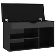 VIDAXL - vidaXL Banc à  chaussures et coussin Noir brillant Bois d'ingénierie - vignette