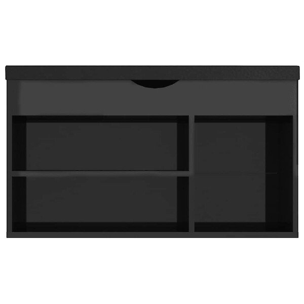 VIDAXL - vidaXL Banc à  chaussures et coussin Noir brillant Bois d'ingénierie - large