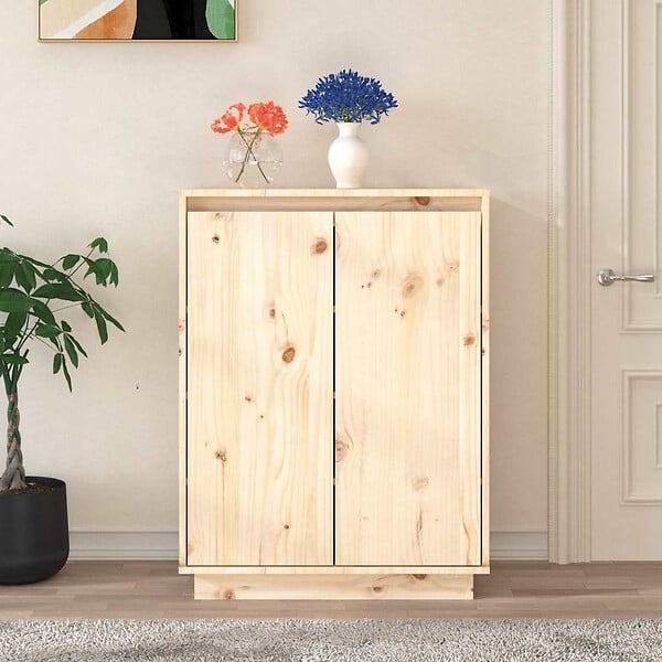VIDAXL - vidaXL Armoire à  chaussures 60x35x80 cm Bois de pin massif - large