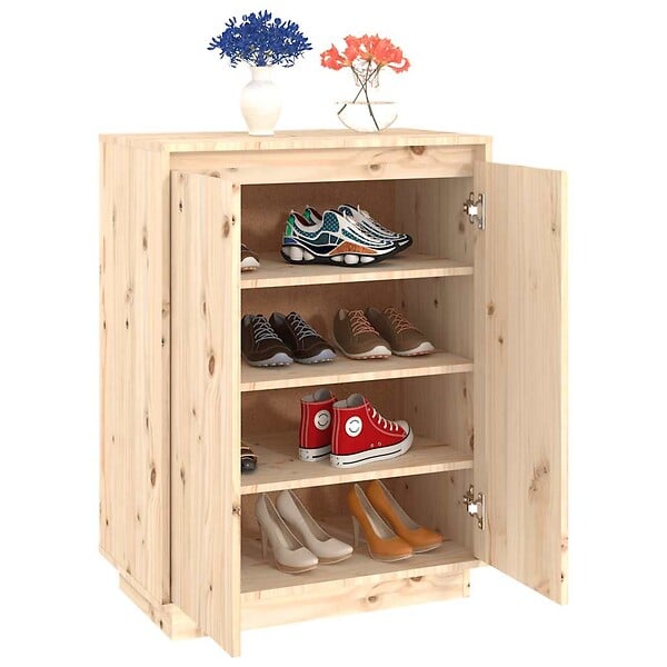 VIDAXL - vidaXL Armoire à  chaussures 60x35x80 cm Bois de pin massif - large