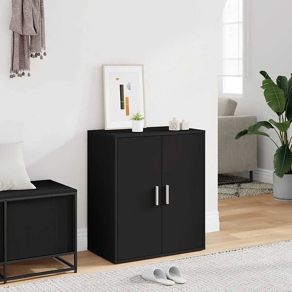 VIDAXL - vidaXL Armoire à  chaussures Noir 60x35x70 cm Bois d'ingénierie - large