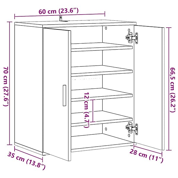 VIDAXL - vidaXL Armoire à  chaussures Noir 60x35x70 cm Bois d'ingénierie - large