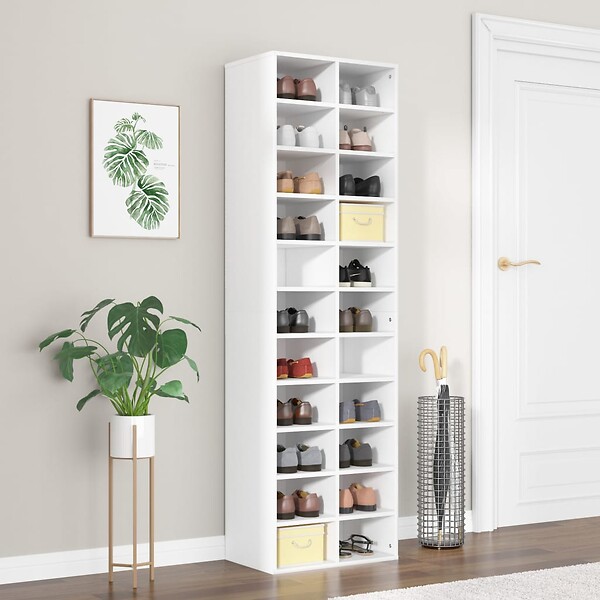 VIDAXL - vidaXL Armoire à  chaussures Blanc 54x34x183 cm Bois d'ingénierie - large