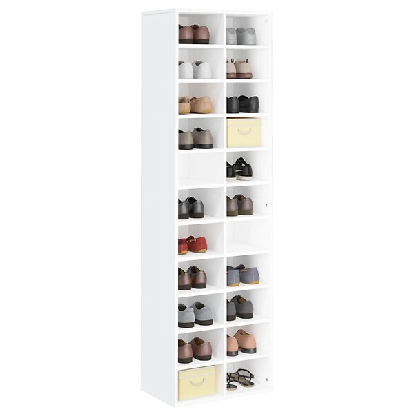 VIDAXL - vidaXL Armoire à  chaussures Blanc 54x34x183 cm Bois d'ingénierie - large