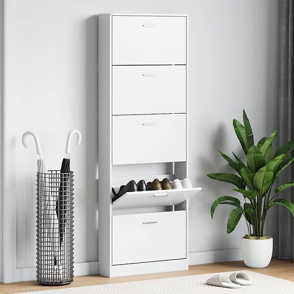 VIDAXL - vidaXL Meuble à  chaussures en bois avec 5 compartiments Blanc - large
