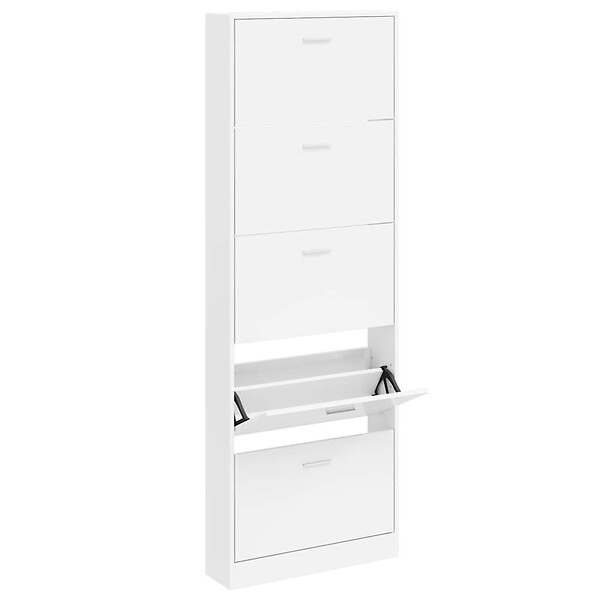 VIDAXL - vidaXL Meuble à  chaussures en bois avec 5 compartiments Blanc - large