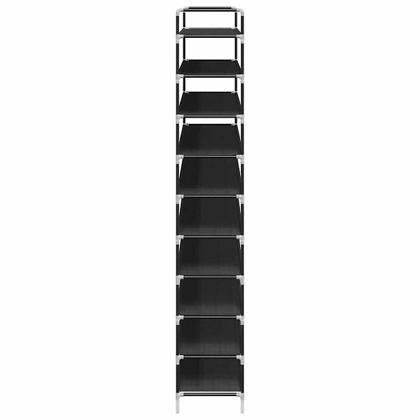 VIDAXL - vidaXL Range-chaussures avec 10 étagères Métal et Tissu non tissé Noir - large