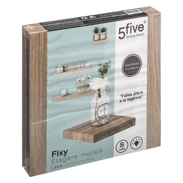 5 FIVE SIMPLY SMART - Étagère murale "Fixy" 23,5cm effet bois naturel - large