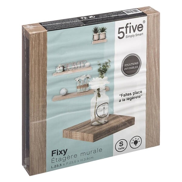 5 FIVE SIMPLY SMART - Étagère murale "Fixy" 23,5cm effet bois naturel - large