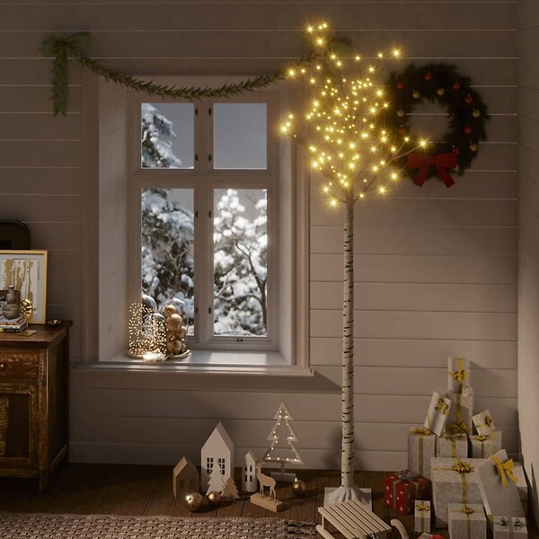 VIDAXL - vidaXL Sapin de Noël 200 LED blanc chaud Saule 2,2 m Int/Ext - large