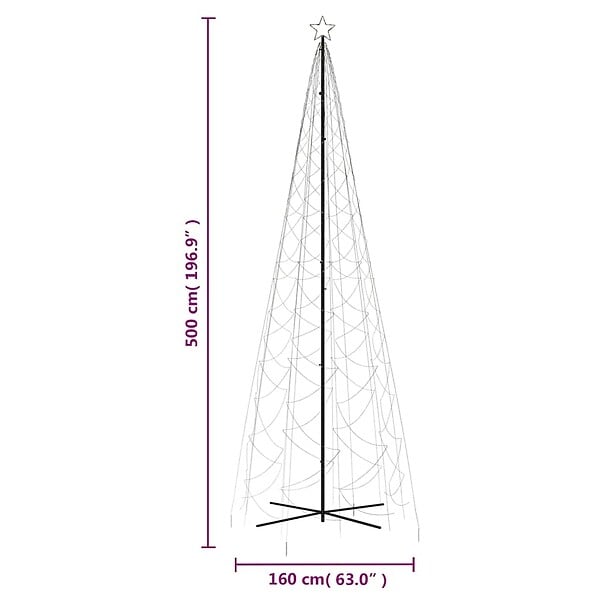 VIDAXL - vidaXL Arbre de Noël cône 1400 LED Blanc chaud 160x500 cm - large