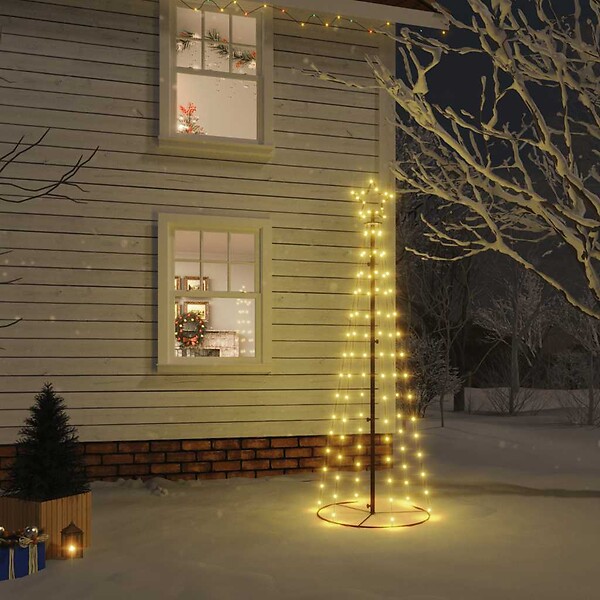 VIDAXL - vidaXL Arbre de Noël cône Blanc chaud 108 LED 70x180 cm - large