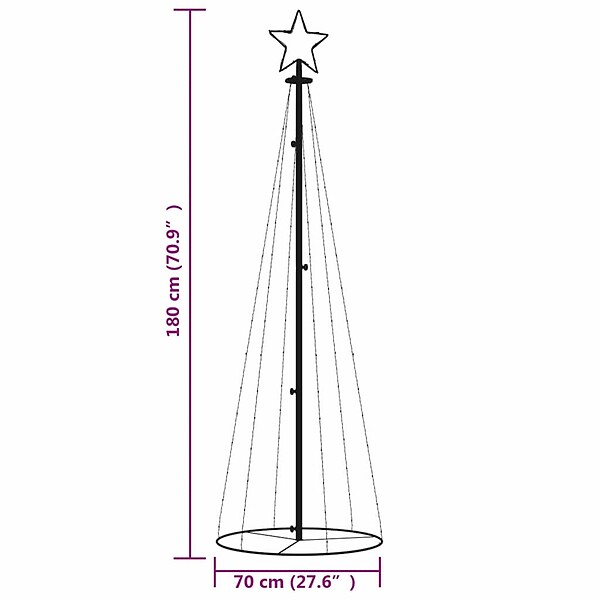 VIDAXL - vidaXL Arbre de Noël cône Blanc chaud 108 LED 70x180 cm - large