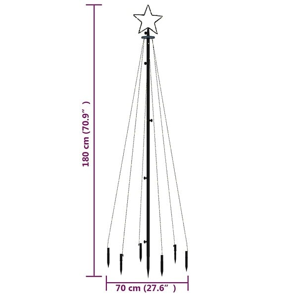 VIDAXL - vidaXL Sapin de Noël avec piquet Blanc froid 108 LED 180 cm - large