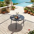 OVIALA - Ensemble table de jardin ronde et 6 fauteuils acier gris - Palavas - vignette