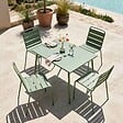 OVIALA - Ensemble table de jardin en métal et 4 chaises vert cactus - Palavas - vignette