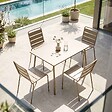 OVIALA - Ensemble table de jardin en métal et 4 chaises taupe - Palavas - vignette