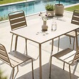 OVIALA - Ensemble table de jardin en métal et 4 chaises taupe - Palavas - vignette