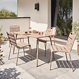 OVIALA - Ensemble table de jardin en métal et 4 chaises taupe - Palavas - vignette