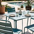 OVIALA - Ensemble table de jardin en métal et 4 chaises bleu pacific - Palavas - vignette