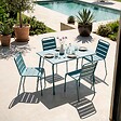 OVIALA - Ensemble table de jardin en métal et 4 chaises bleu pacific - Palavas - vignette