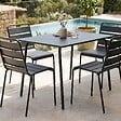 OVIALA - Ensemble table de jardin en métal et 4 chaises anthracite - Palavas - vignette