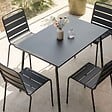OVIALA - Ensemble table de jardin en métal et 4 chaises anthracite - Palavas - vignette