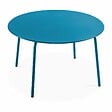 OVIALA - Ensemble table de jardin ronde et 6 fauteuils acier bleu pacific - Palavas - vignette