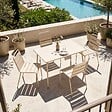 OVIALA - Ensemble table de jardin en métal et 4 chaises ivoire - Palavas - vignette
