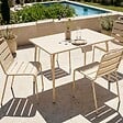 OVIALA - Ensemble table de jardin en métal et 4 chaises ivoire - Palavas - vignette